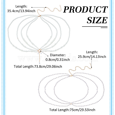 2個 2 スタイル 多層 ABS プラスチック パール ビーズ チェーン ベルト(AJEW-FG0004-01)-2