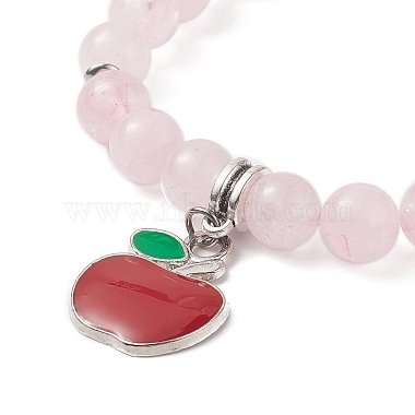 Naturelle quartz rose de perle bracelets extensibles(BJEW-TA00228)-2