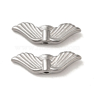 Non-Tarnish 304 Stainless Steel Beads, Wings, Stainless Steel Color, 6x21.5x3mm, Hole: 1.5mm(STAS-K285-35P)