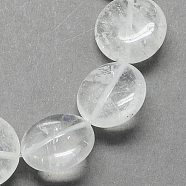 Flat Round Gemstone Natural Quartz Crystal Beads Strands, Rock Crystal Beads, Clear, 16x5mm, Hole: 1mm, about 25pcs/strand, 16.5 inch(X-G-S110-20)