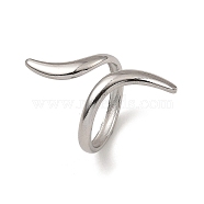 304 Stainless Steel Open Cuff Rings, Twist Wire Wrap Ring, Stainless Steel Color, US Size 6 3/4(17.1mm)(RJEW-Z018-02P)