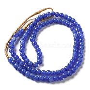 Handmade Nepalese Lampwork Beads, Round, Blue, 7~7.5x6~6.5mm, Hole: 1.2mm, about 102~104pcs/strand, 25.59~26.38''(65~67cm)(LAMP-B023-01A)