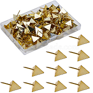 Plastic Map Pins, Drawing Push Pins, Office & School Supplies, with Steel Pins, Triangle, Golden, 10.5x12.5x12mm, 100pcs/box(AJEW-WH0348-49)