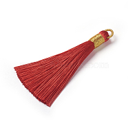 Polyester Tassel Pendants, Red, 80~83x7~8mm, Hole: 5~7mm(FIND-I009-D16)