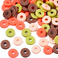 Handmade Polymer Clay Beads, Heishi Beads, for DIY Jewelry Crafts Supplies, Disc/Flat Round, Tomato, 6x1mm, Hole: 2mm, about 26000pcs/1000g(CLAY-T019-02B-41)