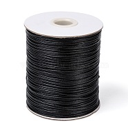Korean Waxed Polyester Cord, Bead Cord, Black, 1.2mm, about 185yards/roll(YC-1.2mm-1)