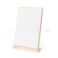 Bamboo Necklace Display Stands, Covered by Velvet, Rectangle, White, 38x25cm(PW-WG127D3-01)