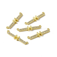 Rack Plating Brass Micro Pave Clear Cubic Zirconia Connector Charms, Real 18K Gold Plated, Long-Lasting Plated, Cadmium Free & Nickel Free & Lead Free, Letter Links, Letter.H, 6x27.5x3mm, Hole: 1.2mm(KK-C007-37G-H)