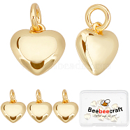 10Pcs Brass Pendants, Long-Lasting Plated, with Jump Ring, Heart, Real 18K Gold Plated, 10x10x3.5mm, Jump Ring: 5x1mm, Inner Diameter: 3mm(KK-BBC0001-49G)