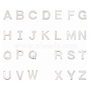 304 Stainless Steel Alphabet Charms, Letter A~Z, Stainless Steel Color, 11~12x5.5~11x0.5~0.8mm, Hole: 1mm, 26pcs/set(STAS-O073-01)