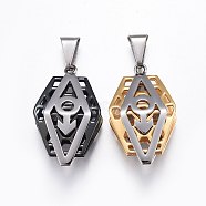 304 Stainless Steel Pendants,  Hexagon with Male Gender Sign, Mixed Color, 32x19.3x9mm, Hole: 4x8.7mm(STAS-O124-04M)