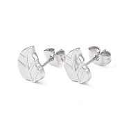 304 Stainless Steel Stud Earring for Women, Leaf, Stainless Steel Color, 10.2x7.7mm, Pin: 0.8mm(EJEW-I285-23P)