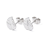 Non-Tarnish 304 Stainless Steel Stud Earring for Women, Leaf, Stainless Steel Color, 10.2x7.7mm, Pin: 0.8mm(EJEW-I285-23P)