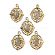 Natural Labradorite Pendants, Oval Charms, with Vacuum Plating Real 18K Gold Plated 201 Stainless Steel Findings, 21x16x4.5mm, Hole: 1.8mm(STAS-C064-VC908)