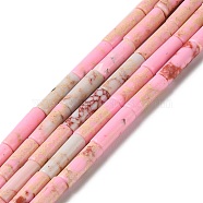 Synthetic Imperial Jasper Dyed Beads Strands, Column, Pink, 4~4.5x13~14mm, Hole: 1.2mm, about 27~29pcs/strand, 14.72''~14.96''(37.4~38cm)(G-D077-B01-06)