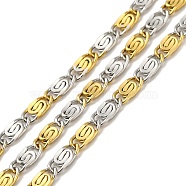 Ion Plating(IP) 304 Stainless Steel Lumachina Chains, Unwelded, with Spool, Golden & Stainless Steel Color, 7x3x1mm(CHS-C013-02A-GP)