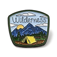 Outdoor Camping Theme Enamel Pins, Black Alloy Badge for Backpack Clothes, Trapezoid, 24x26x1.5mm(JEWB-F030-04)