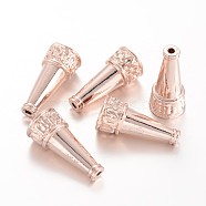 Alloy Flower Bead Cones, Rose Gold, 21.5x9.5mm, Hole: 2~7mm(PALLOY-I114-11RG-AAA)