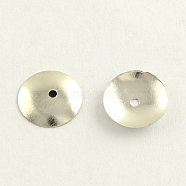 Iron Bead Caps, Cadmium Free & Nickel Free & Lead Free, Disc, Platinum, 8x1.8mm, Hole: 1mm(IFIN-R198-03P-NF)