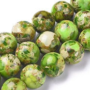 Assembled Synthetic Turquoise and Imperial Jasper Beads Strands, Dyed, Round, Lime Green, 8mm, Hole: 0.8mm, about 52 pcs/Strand, 16.14 inch(41 cm) (G-D0006-C02-8mm-03)