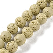 Synthetic Lava Rock Dyed Beads Strands, Round, Beige, 10mm, Hole: 1mm, about 41pcs/strand, 15.20''(38.6cm)(G-H311-08C-01)