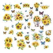 8 Sheets 8 Styles PVC Waterproof Wall Stickers, Self-Adhesive Decals, for Window or Stairway Home Decoration, Rectangle, Sunflower Pattern, 200x145mm, about 1 sheet/style(DIY-WH0345-050)