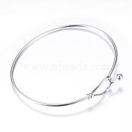 304 Stainless Steel Bangles, with 201 Stainless Steel Beads, Stainless Steel Color, 2-1/4 inch(54mm)x2-1/2 inch(62.5mm)(STAS-S053-26)