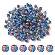 50G Transparent Crackle Acrylic Beads, Round, Blue, 8x7.5mm, Hole: 1.8mm(CACR-YW0001-01A)
