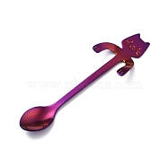 304 Stainless Steel Hanging Spoon, Cat Shape, Other Color, 116x32x8.5mm(AJEW-P093-01A)