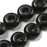 Natural Black Stone Beads Strands, Rondelle, 10~10.5x4~4.5mm, Hole: 1.2mm, about 20pcs/strand, 7.95''(20.2cm)(G-P536-A03-01)