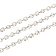 Rhodium Plated 925 Sterling Silver Flat Cable Chains, Soldered, Platinum, Link:1.9x1.5x0.5mm(STER-F052-04P-01)