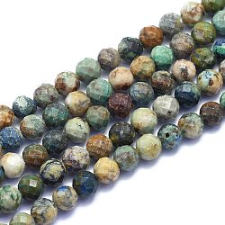 Natural Chrysocolla Beads Strands, Round, Faceted, 8mm, Hole: 1.2mm; about 49pcs/Strand, 15.16 inches(38.5cm)(G-K310-A16-8mm)