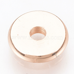 Brass Spacer Beads, Disc, Rose Gold, 8x1.5mm, Hole: 2mm(KK-Q738-8mm-04RG)