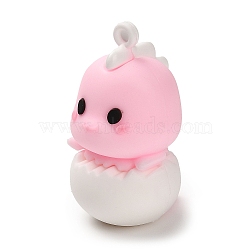 Cartoon PVC Plastic Pendants, Baby Dinosaur Charm, Pink, 47x26x29.5mm, Hole: 3.5mm(KY-D018-03A)