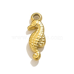 Ocean Theme 304 Stainless Steel Pendants, Real 18K Gold Plated, Sea Horse, 16x5x2.5mm, Hole: 1.4mm(STAS-Z092-06G-06)