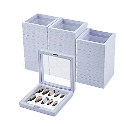 Square Plastic Jewelry Presentation Boxes, Clear Window Jewelry Organizer Showcase, for Necklaces Pendants Earrings Rings Storage, White, 9x9x2cm(CON-WH0097-04)