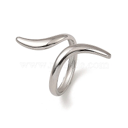 Non-Tarnish 304 Stainless Steel Open Cuff Rings, Twist Wire Wrap Ring, Stainless Steel Color, US Size 6 3/4(17.1mm)(RJEW-Z018-02P)