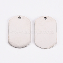 Non-Tarnish 201 Stainless Steel Pendants, Laser Cut, Stamping Blank Tag, Rectangle, Stainless Steel Color, 25x15.5x1mm, Hole: 1.8mm(STAS-Q242-031)