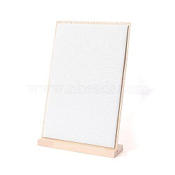 Bamboo Necklace Display Stands, Covered by Velvet, Rectangle, White, 38x25cm(PW-WG127D3-01)