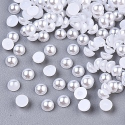 10000pcs ABS Plastic Imitation Pearl Cabochons, Half Round, White, 3x1.5mm(SACR-S738-3mm-Z9)