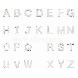 Tarnish Resistant 304 Stainless Steel Alphabet Charms, Letter A~Z, Stainless Steel Color, 11~12x5.5~11x0.5~0.8mm, Hole: 1mm, 26pcs/set(STAS-O073-01)