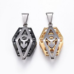 304 Stainless Steel Pendants,  Hexagon with Male Gender Sign, Mixed Color, 32x19.3x9mm, Hole: 4x8.7mm(STAS-O124-04M)