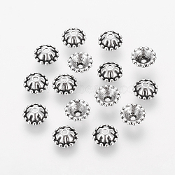 Tibetan Style Alloy Bead Caps, Lead Free & Cadmium Free, Antique Silver, 8x3mm, Hole: 1mm(LF0768Y)