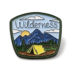 Outdoor Camping Theme Enamel Pins, Black Alloy Badge for Backpack Clothes, Trapezoid, 24x26x1.5mm(JEWB-F030-04)