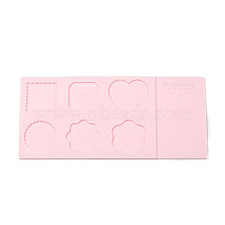 Silicone Wax Seal Mats, for Wax Seal Stamps, Mixed Shapes, Pink, 220x100x3.5mm, Inner Diameter: 37~41x36~48mm(SIL-F004-01)