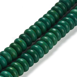 Synthetic Turquoise Beads Strands, Rondelle, Dyed, Dark Green, 10x5mm, Hole: 1mm, about 77pcs/strand, 15.16 inch(38.5cm)(G-C101-L01-01)