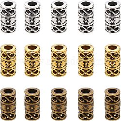 Tibetan Style Alloy Beads, Column, Lead Free & Cadmium Free, Mixed Color, 12x6mm, Hole: 3.5mm, 40pcs/color, 3 colors, 120pcs/box(TIBEB-FH0001-15-RS)