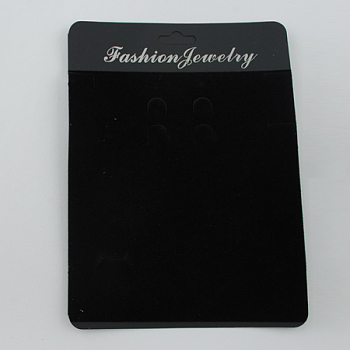 Plastic Earring Display Cards, Rectangle, Black, 192x140x0.8mm