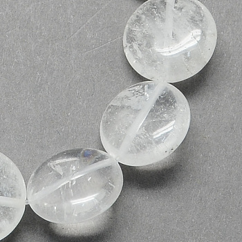 Flat Round Gemstone Natural Quartz Crystal Beads Strands, Rock Crystal Beads, Clear, 16x5mm, Hole: 1mm, about 25pcs/strand, 16.5 inch