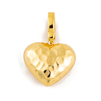 925 Sterling Silver Love Heart Pendants, Textured Heart Charms with 925 Stamp, Golden, 27.5mm, Heart: 17.5x18x9mm, Hole: 5x4mm